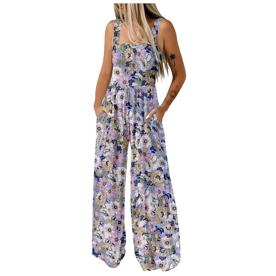 Icone™ PrintedJumpsuit: Fullständig Längd Bekväm Casual Lös Tryckt Jumpsuit