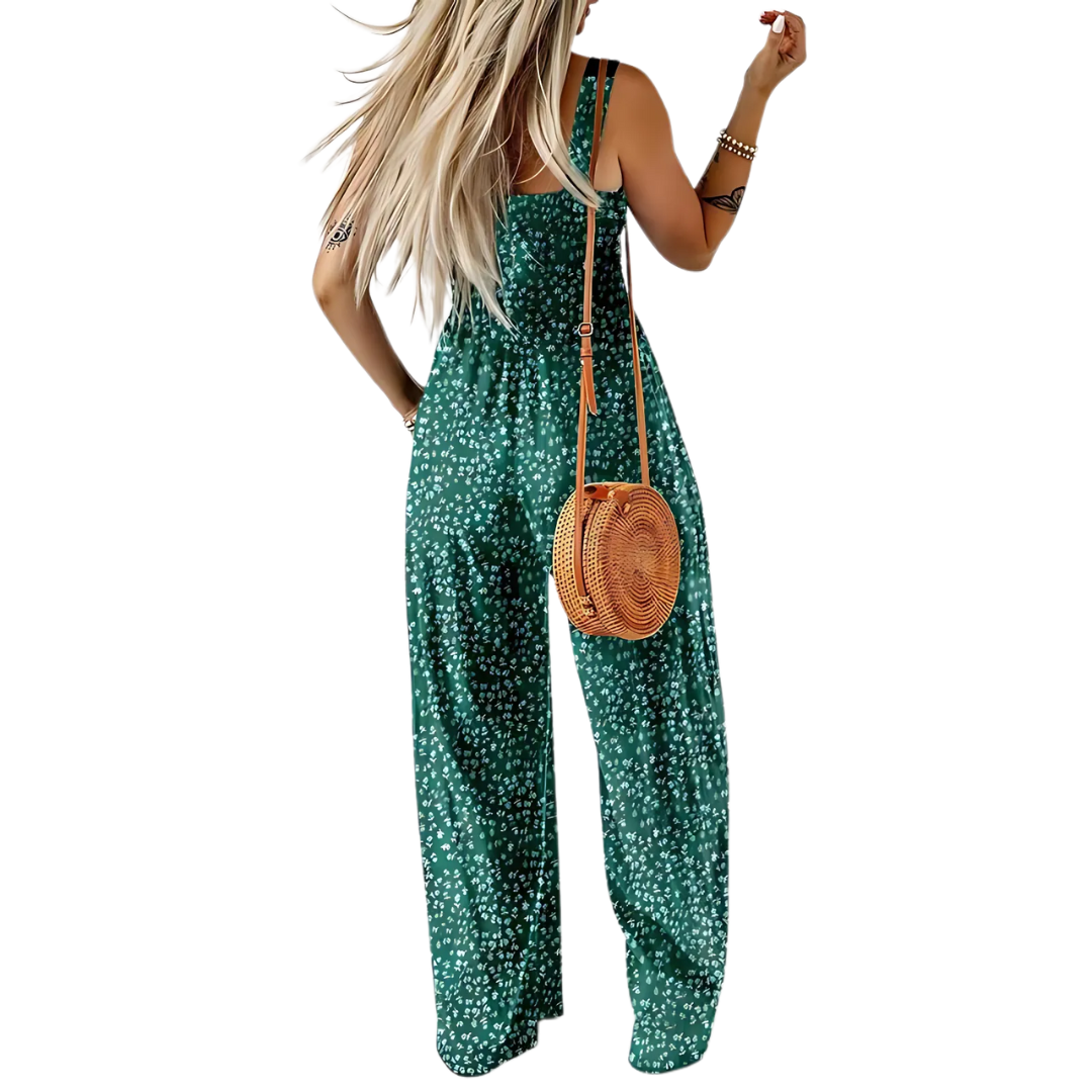 Icone™ PrintedJumpsuit: Fullständig Längd Bekväm Casual Lös Tryckt Jumpsuit