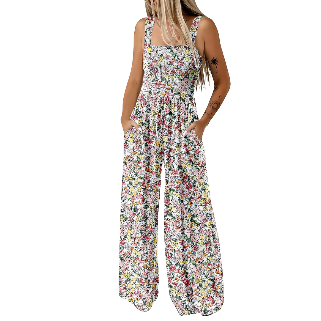 Icone™ PrintedJumpsuit: Fullständig Längd Bekväm Casual Lös Tryckt Jumpsuit