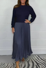 Icone™ PleatedDress: Långärmad Topp Med Elegant Plisserad Nederkant Klänning