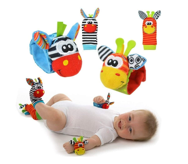 Kletshuts™ RattleToy 1+1 GRATIS: Mjuk Djur Baby Handled Och Fot Strumpor Skallra Leksak Set