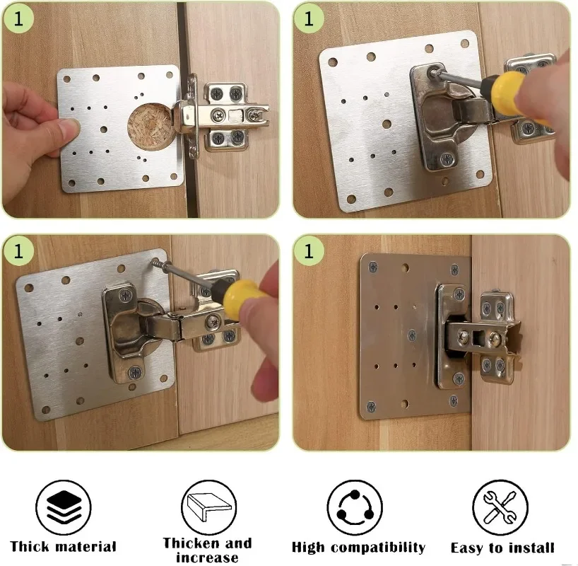 HingePlate 1+1 GRATIS: DIY Möbler Gångjärn Reparation Sidoplatta