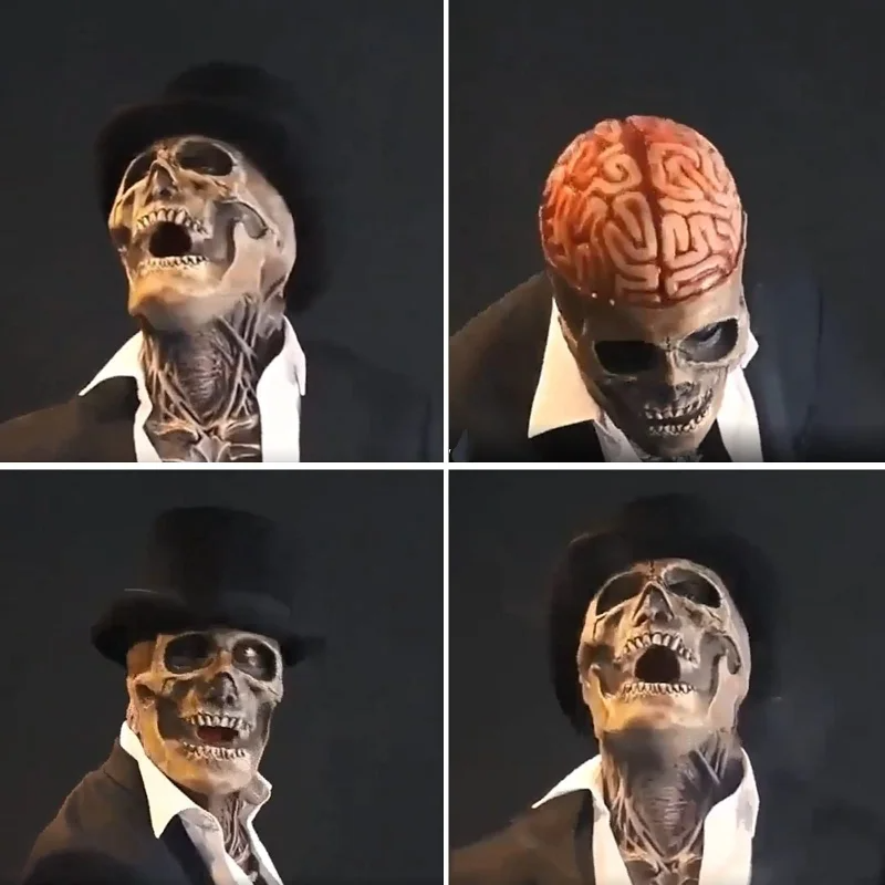 SkeletonMask: Realistisk Läskig Skelett Halloweenmask Dräkt