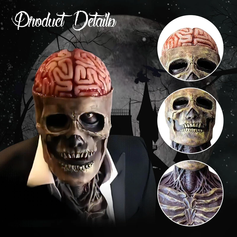 SkeletonMask: Realistisk Läskig Skelett Halloweenmask Dräkt