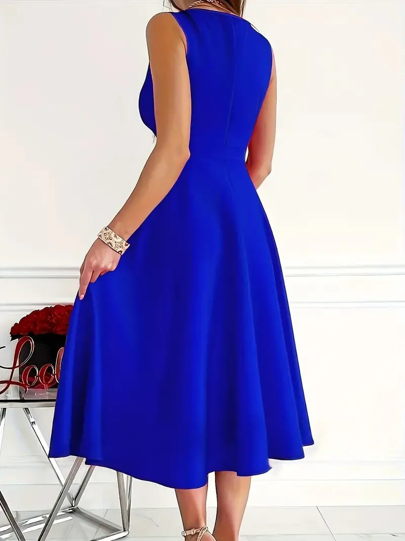 Icone™ ElegantDress: V-ringad Kvinnor Elegant Klänning Med Bälte