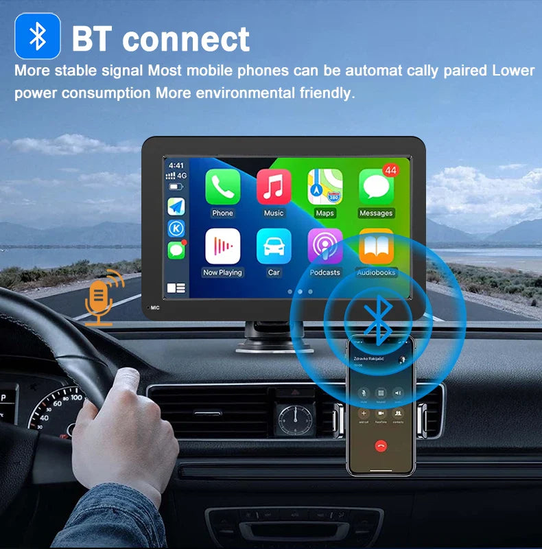 CarPlay - 7 Tum Trådlös Bärbar Android Bil Skärm