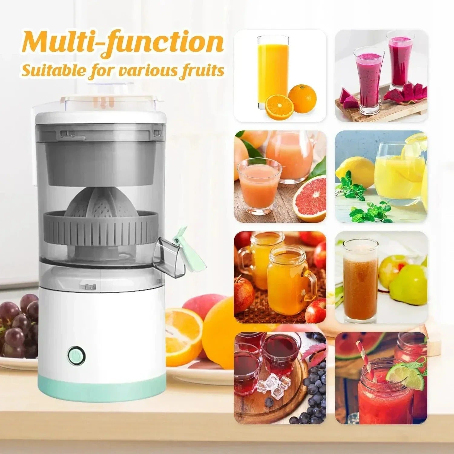 Globetrek° FruitJuicer: Bärbar Elektrisk Frukt Juicepress