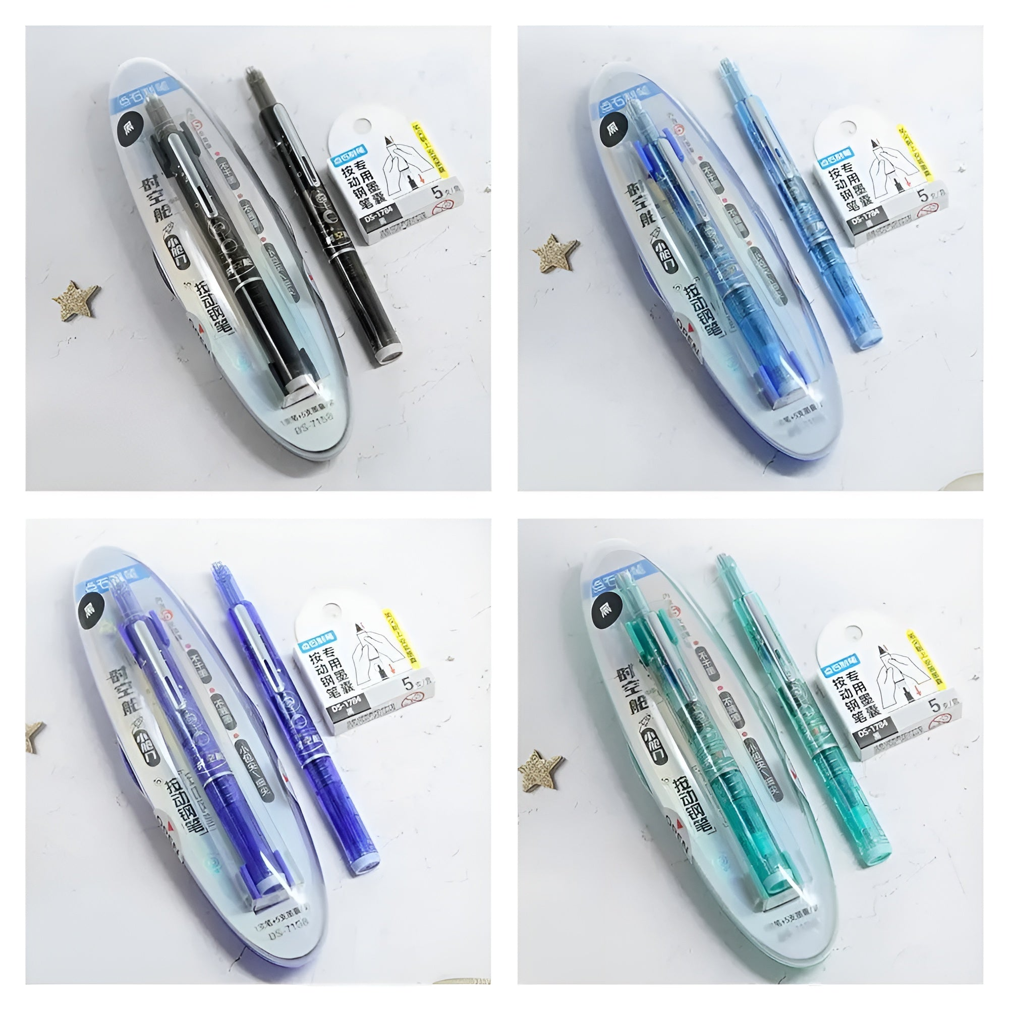 FountainPen - Utdragbar Och Påfyllningsbar Reservoarpenna Med Bläckpatroner