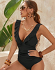 Icone™ ElegantSwimsuit: Elegant Plisserad Design Med V-Ringning Magkontroll Baddräkt