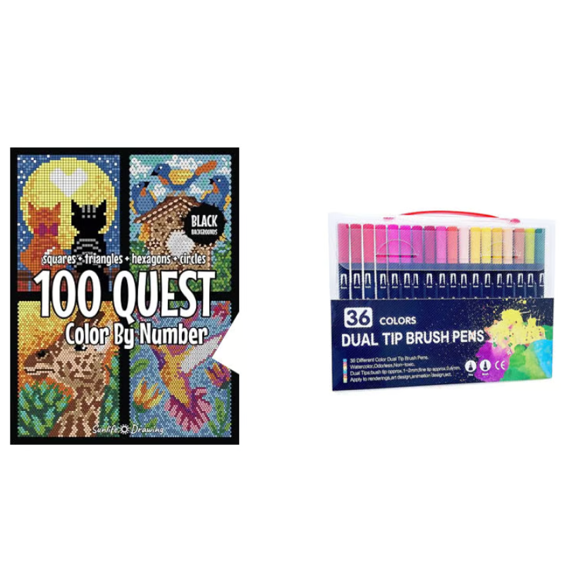 Kletshuts™ ColorQuest: 100 Quest Färg Genom Siffror Färgläggning Bok