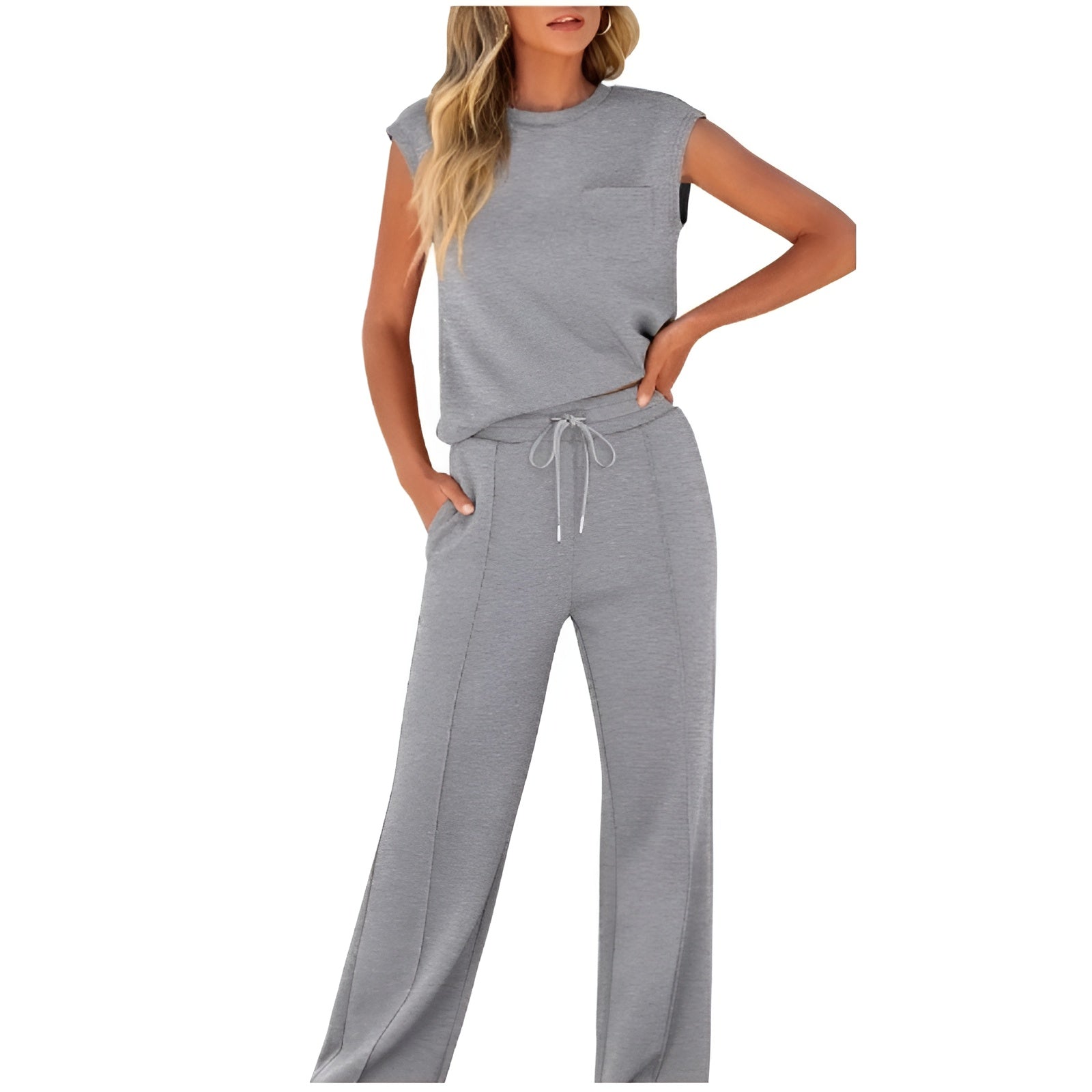 Icone™ StylishSet: Snygg Och Bekväm Ärmlös Topp Och Byxor I Set