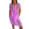 Icone™ CasualDress: Naturtryck Rundhalsad Tillfällig Klänning