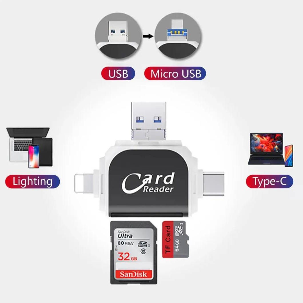 CardReader - Multi-Port 4 i 1 Universal SD TF Kortläsare