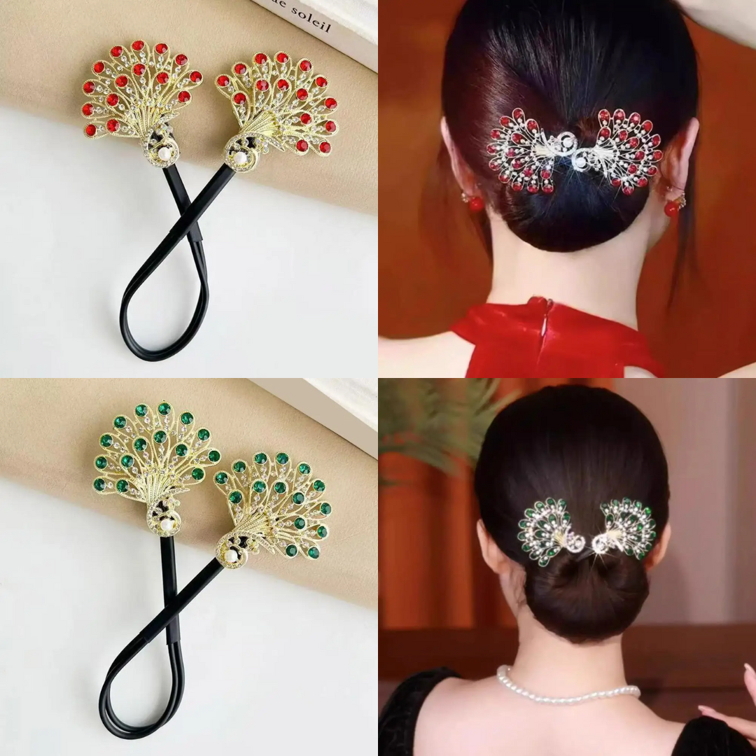 Rose® HairTie 1+1 GRATIS: Snygg Hårsnodd Elegant Vintage Kristallhästsvans Twisthållare