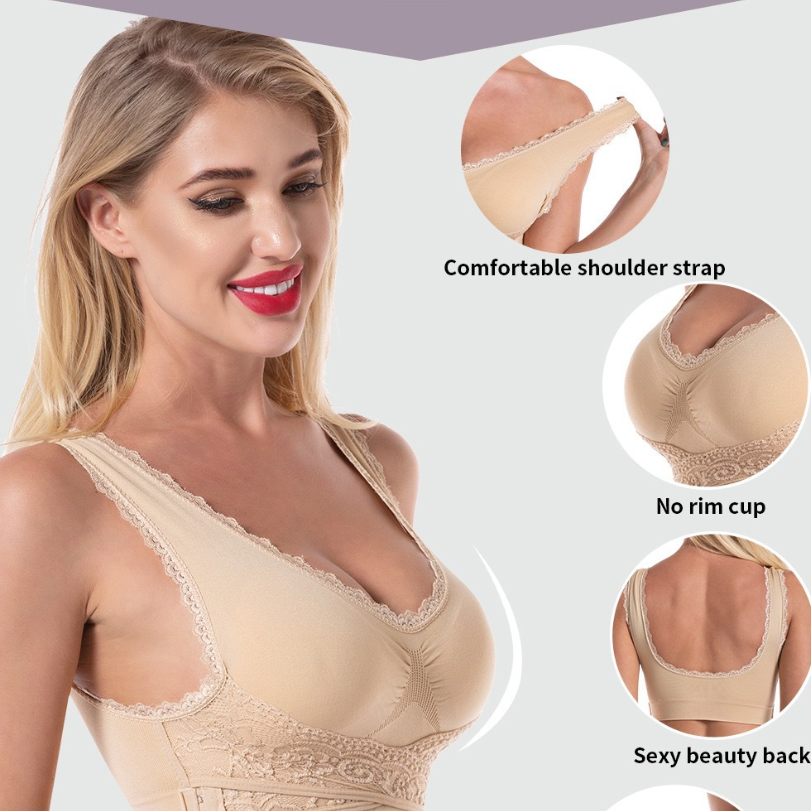 Icone™ LaceBra:  Tråd Gratis Främre Korsa Spets Hiss Behå