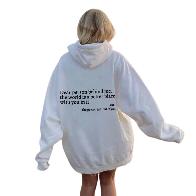 Icone™ DearHoodie: Hoodie Med Fram Och Baksida Tryck Budskap