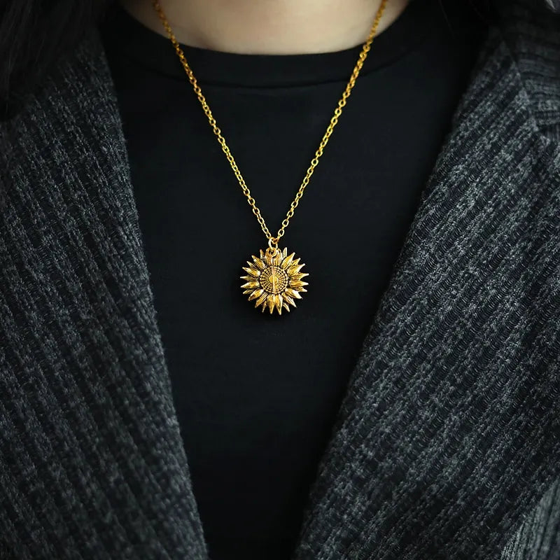 Jewelance™ SunflowerNecklace: "Du Är Min Solsken" Solros Charm Halsband