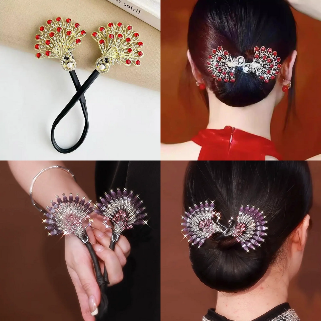 Rose® HairTie 1+1 GRATIS: Snygg Hårsnodd Elegant Vintage Kristallhästsvans Twisthållare