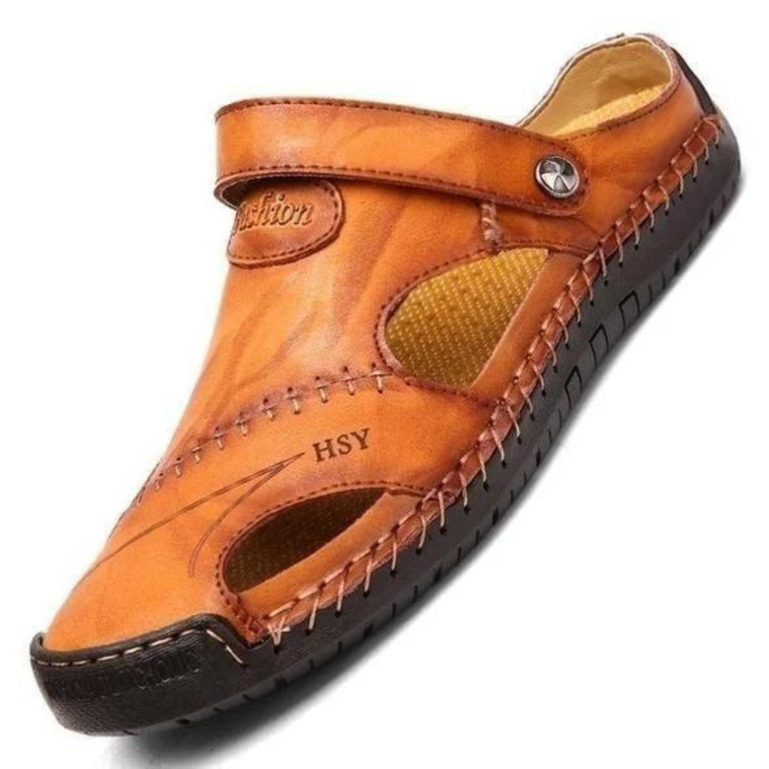 Happy™ LeatherSandals: Mjuka Läder Herr Andningsaktiva Utomhus Sandaler