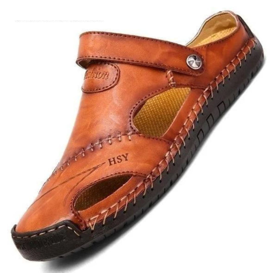 Happy™ LeatherSandals: Mjuka Läder Herr Andningsaktiva Utomhus Sandaler