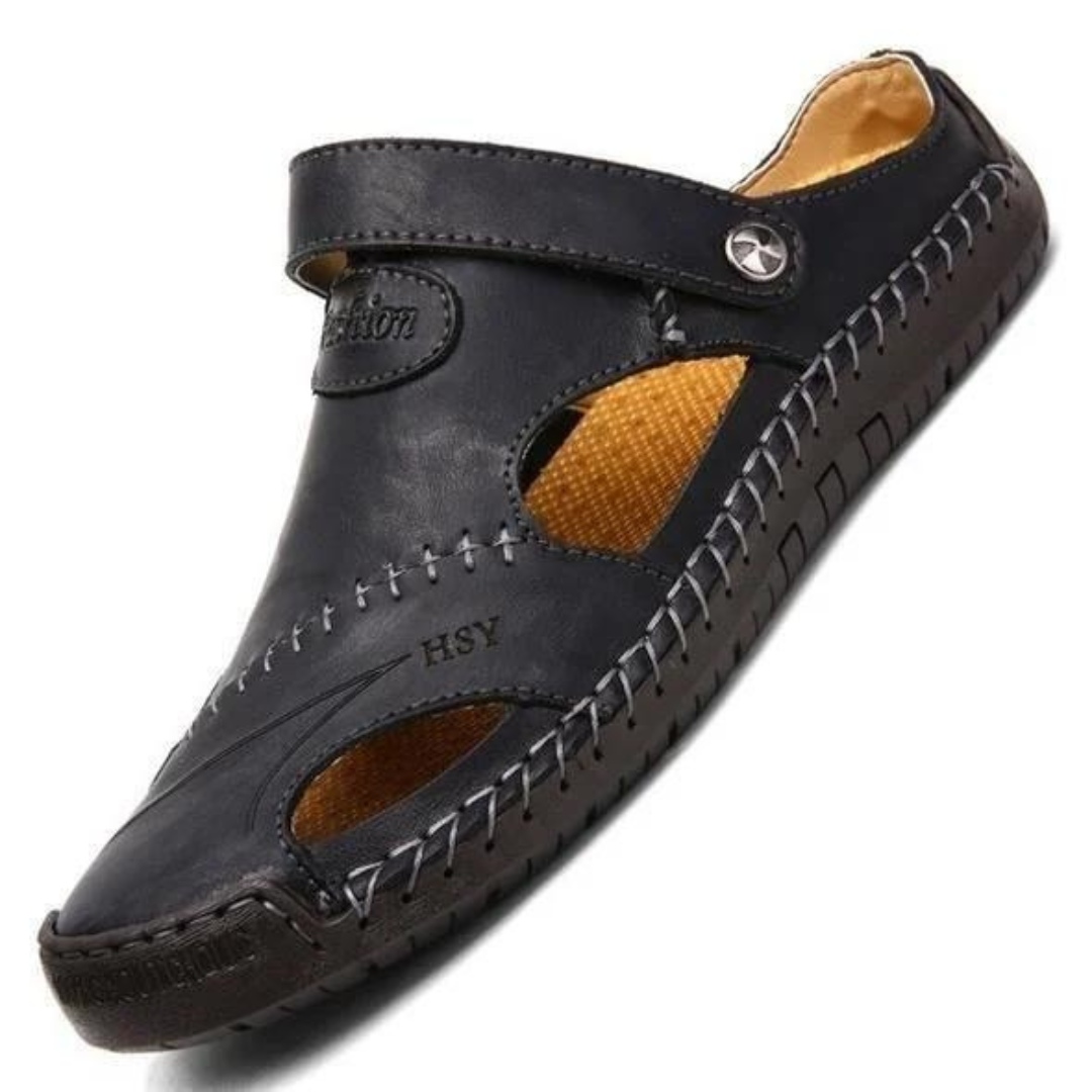 Happy™ LeatherSandals: Mjuka Läder Herr Andningsaktiva Utomhus Sandaler