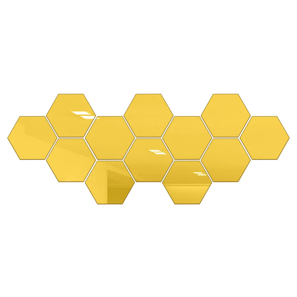 UltiFurni® HexaMirror: Hexagon Spegel Vägg Klistermärken