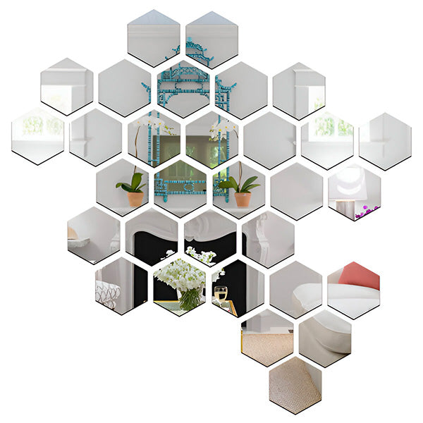 UltiFurni® HexaMirror: Hexagon Spegel Vägg Klistermärken