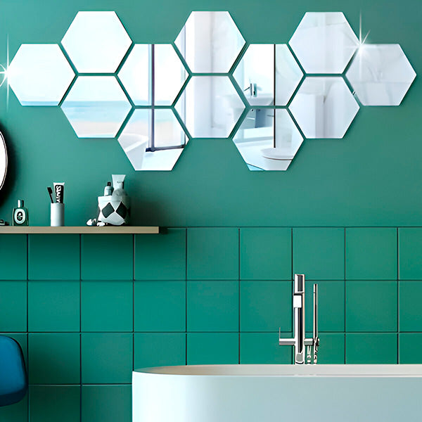 UltiFurni® HexaMirror: Hexagon Spegel Vägg Klistermärken