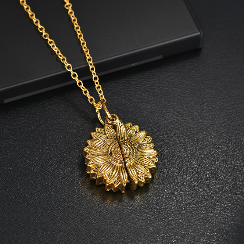 Jewelance™ SunflowerNecklace: "Du Är Min Solsken" Solros Charm Halsband