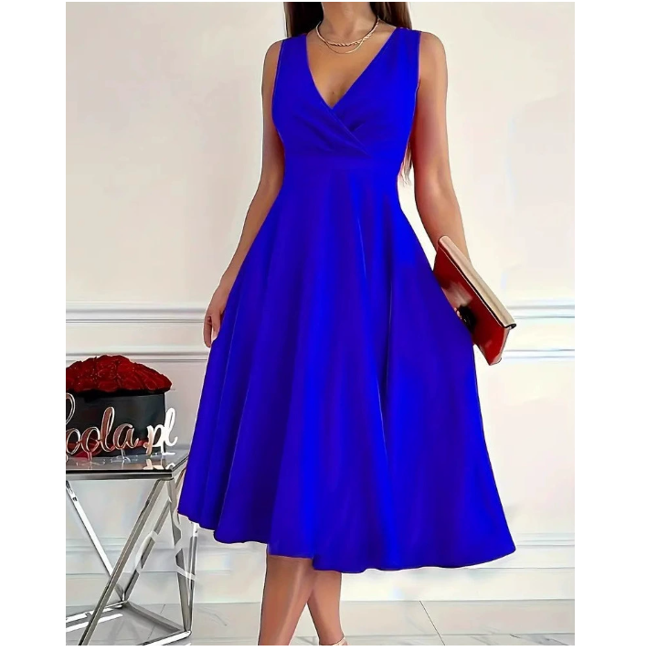 Icone™ ElegantDress: V-ringad Kvinnor Elegant Klänning Med Bälte