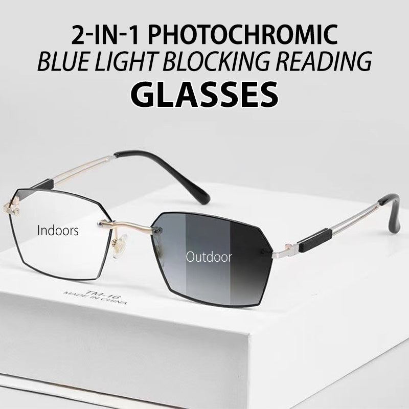 TintGlasses 1+1 GRATIS: Fotokromatisk Blått Ljus Blockering Tonad Läsglasögon