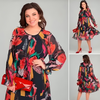 Icone™ FlowerDress: Långärmad, Löst Sittande Blommönster Klänning