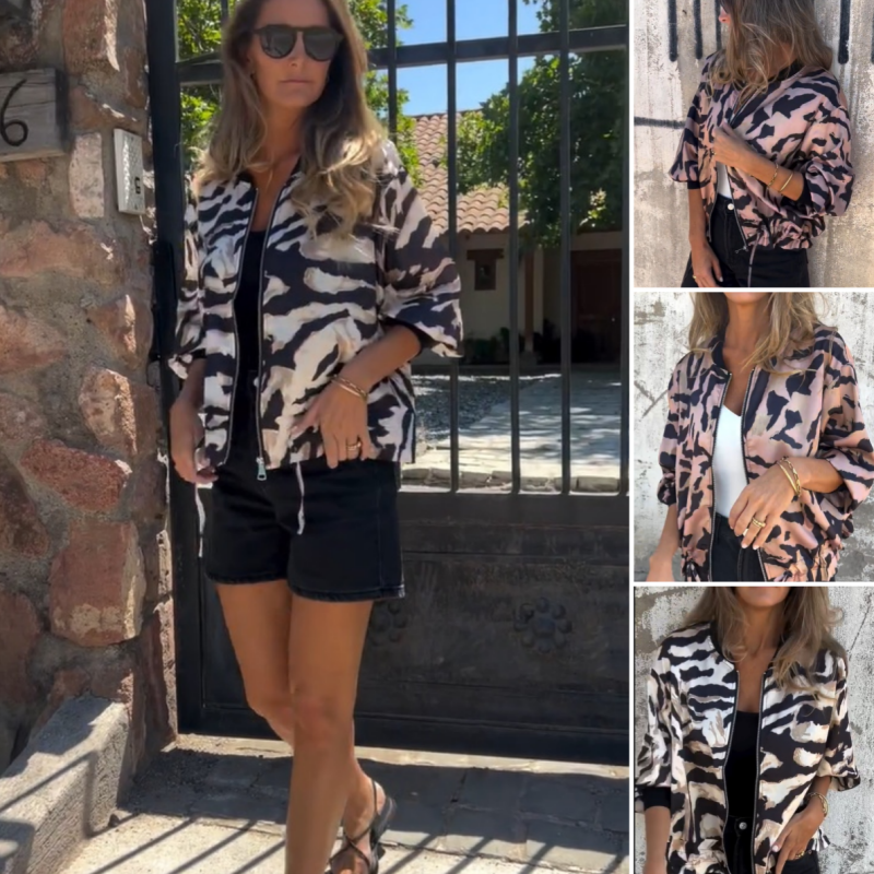 Icone™ ZebraJacket: Elegant Stilren Zebramönster Jacka