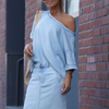 Icone™ FashionSet: Stilfull Off-Shoulder Topp Och Denimkjol