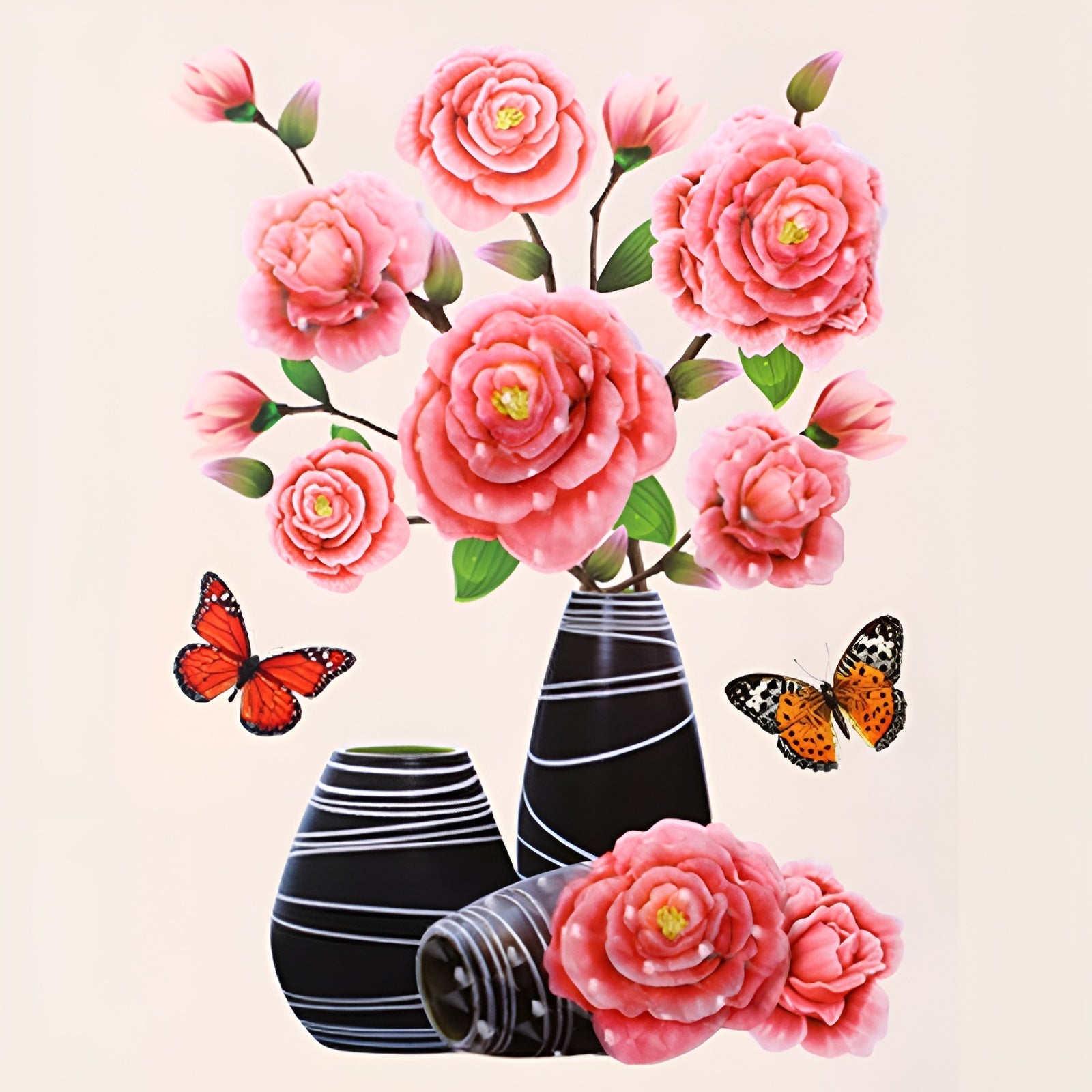 FloralSticker 2+2 GRATIS: Eleganta Hus Dekor Självhäftande Blommiga Klistermärken