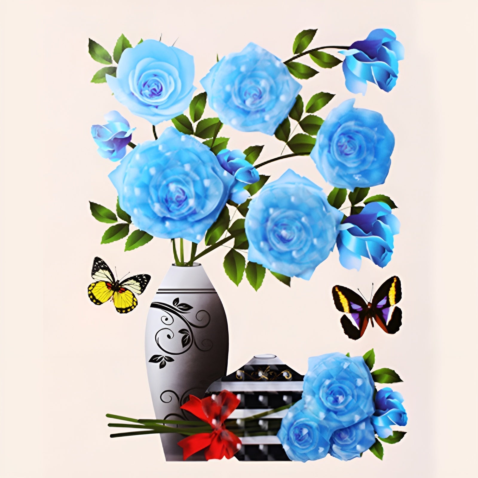 FloralSticker 2+2 GRATIS: Eleganta Hus Dekor Självhäftande Blommiga Klistermärken