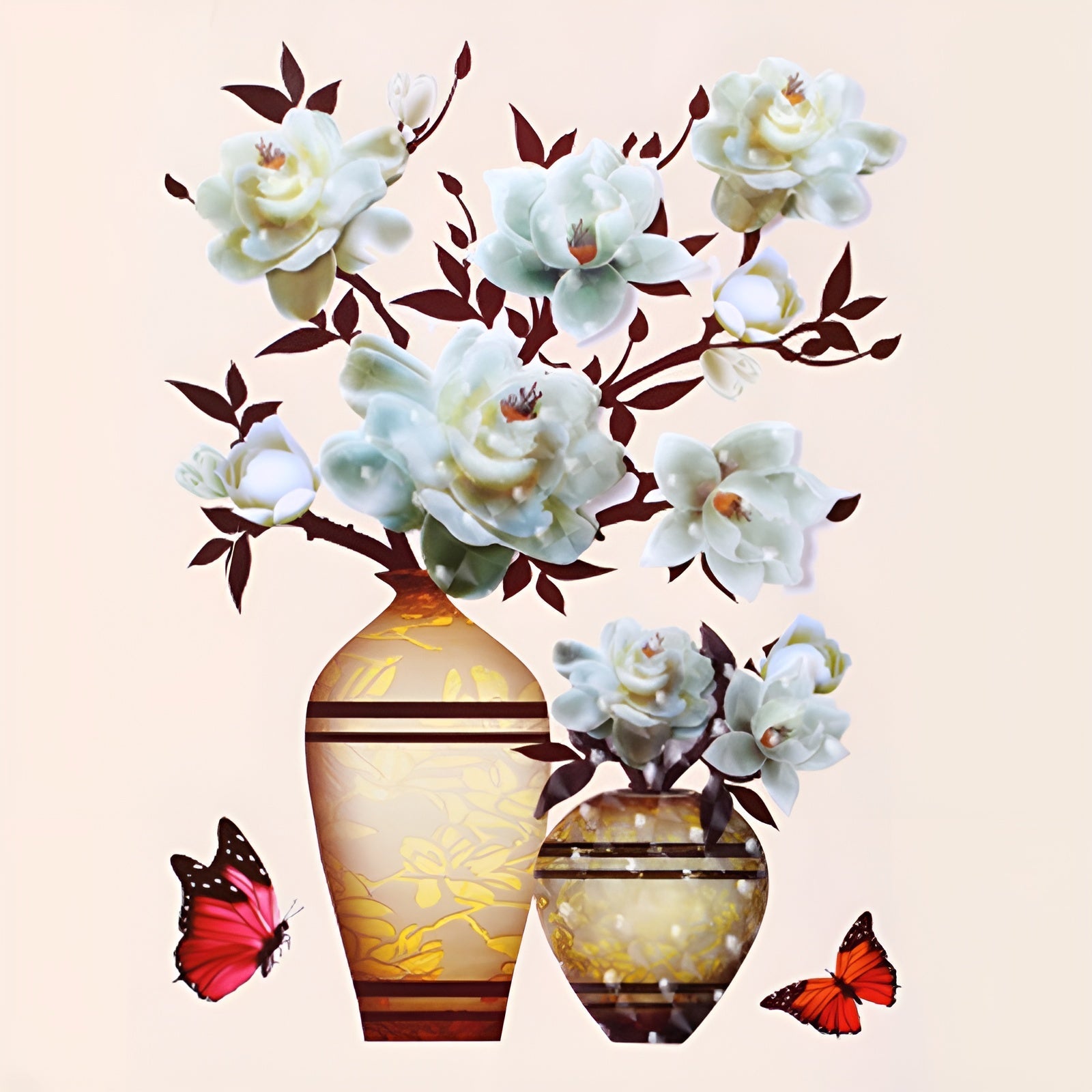 FloralSticker 2+2 GRATIS: Eleganta Hus Dekor Självhäftande Blommiga Klistermärken