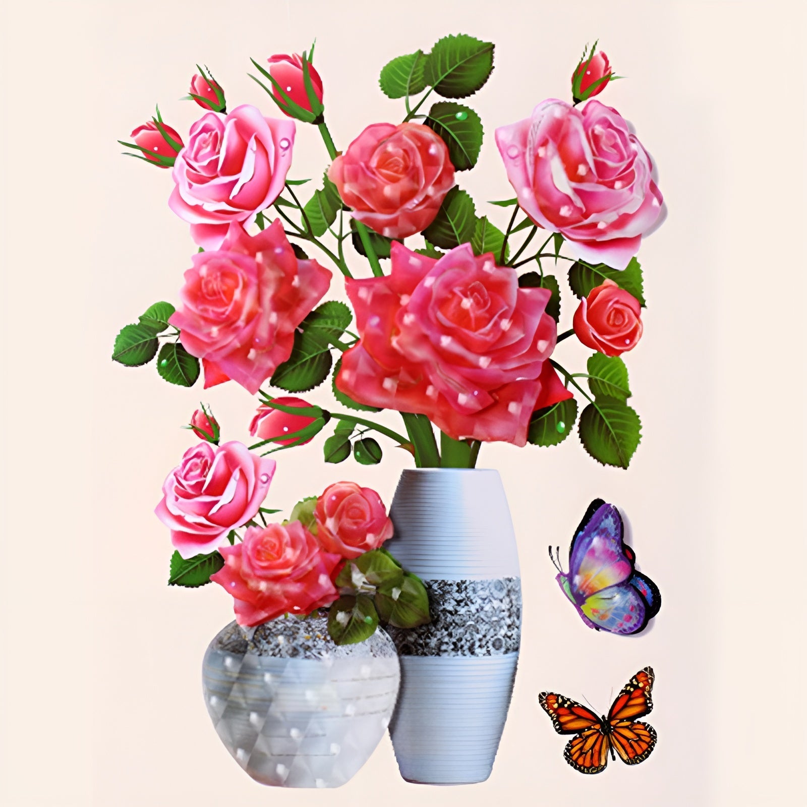 FloralSticker 2+2 GRATIS: Eleganta Hus Dekor Självhäftande Blommiga Klistermärken