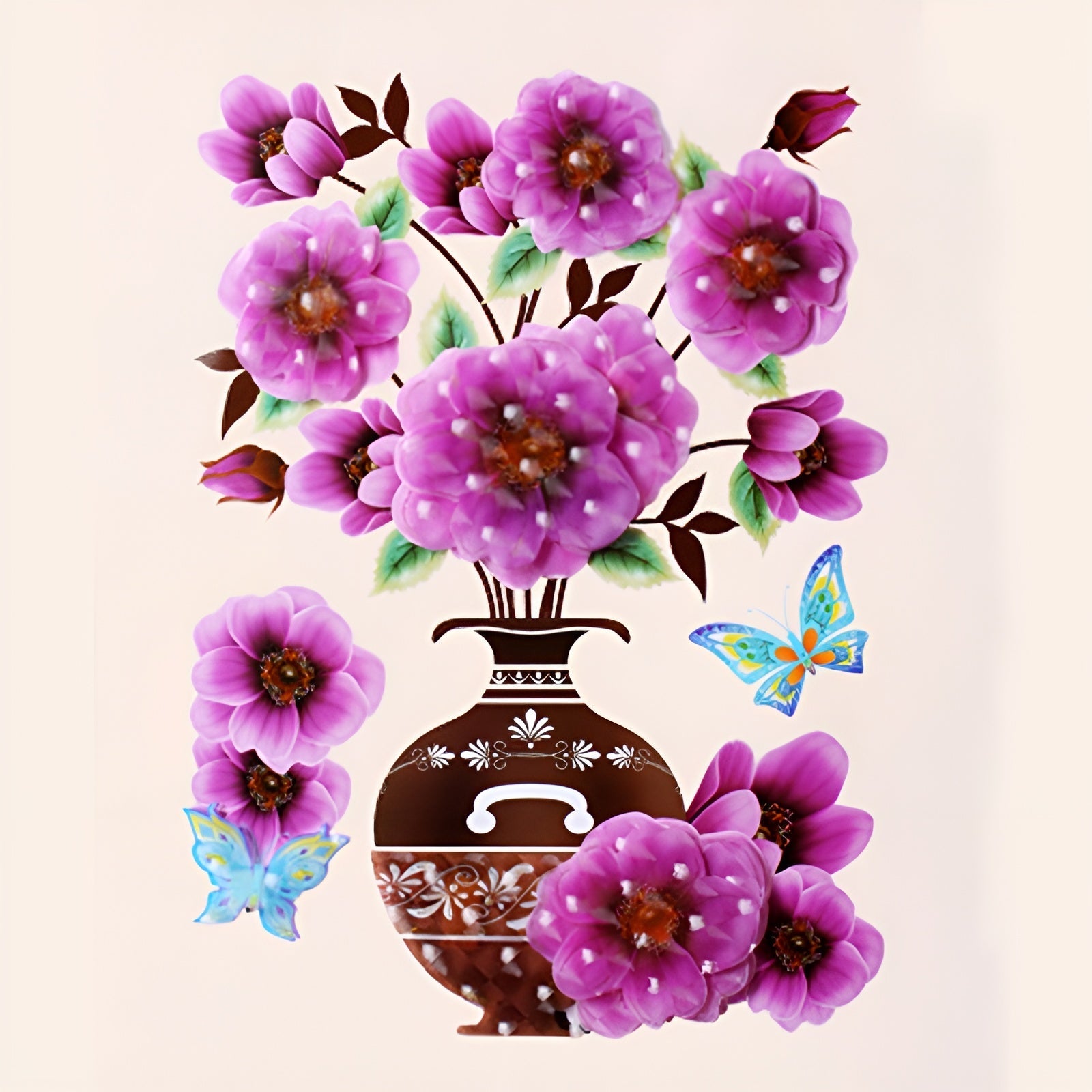 FloralSticker 2+2 GRATIS: Eleganta Hus Dekor Självhäftande Blommiga Klistermärken