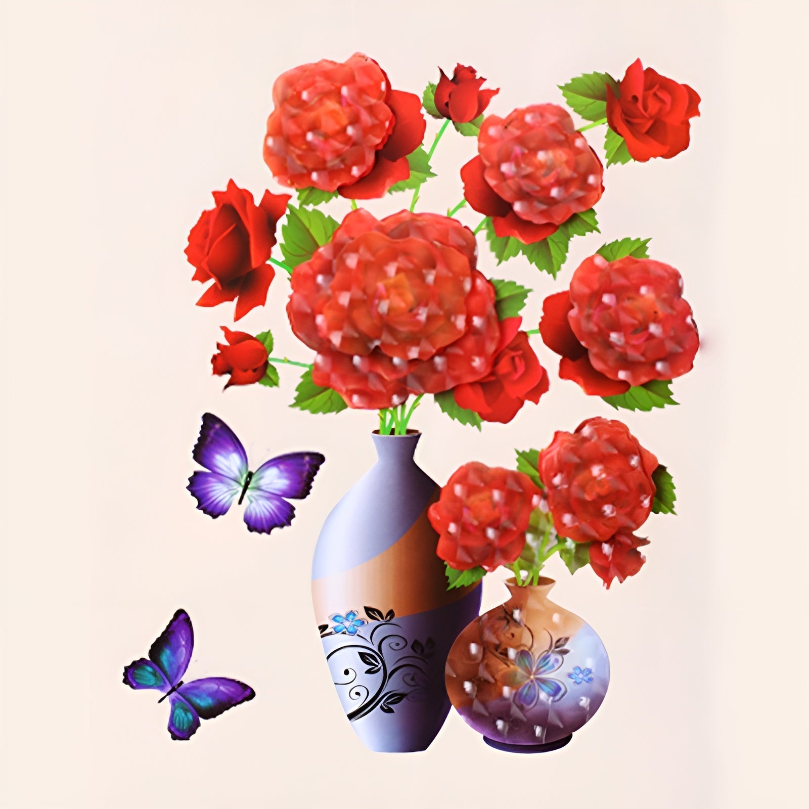 FloralSticker 2+2 GRATIS: Eleganta Hus Dekor Självhäftande Blommiga Klistermärken