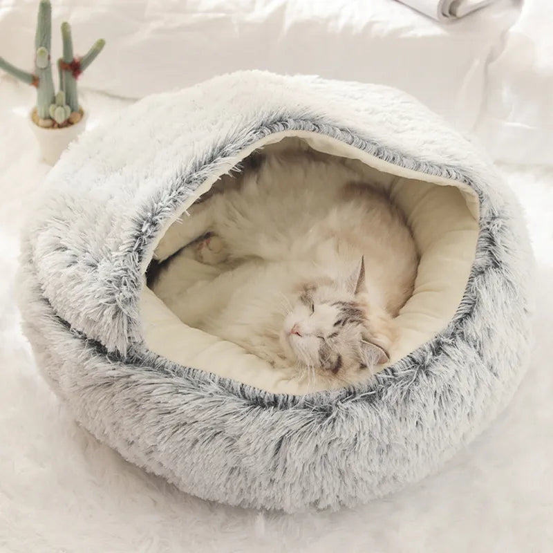 DogCatFri™ CozyCave - Premium Husdjur Plysch Säng Grotta