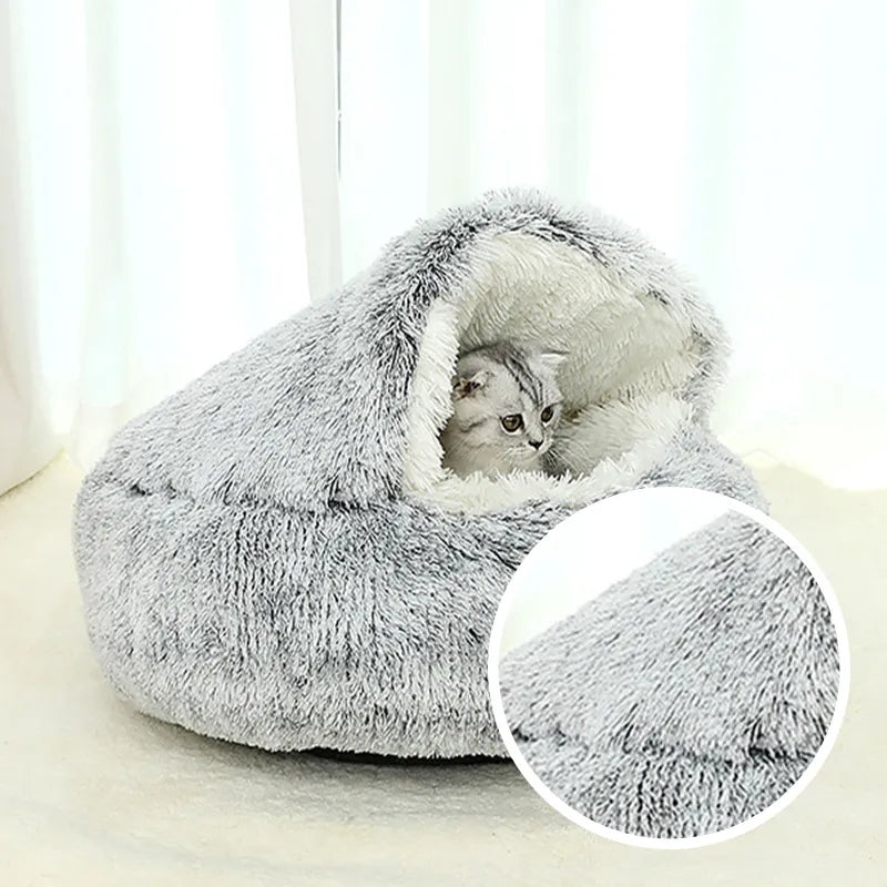 DogCatFri™ CozyCave - Premium Husdjur Plysch Säng Grotta